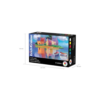 Краски акриловые ErichKrause Art Spirit 6 цветов по 20 мл (в коробке 6 шт)