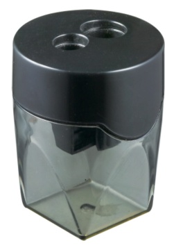 Точилка пласт. 2 отв., с контейнером, ассорти