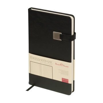Ежедневник недат. А5 136л., кожзам, тв.пер. "Premier. Черный" магнит.хлястик, ляссе