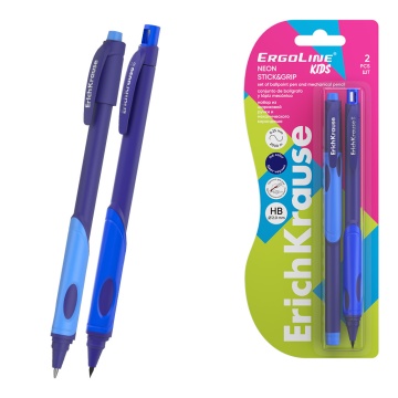 Набор ручка шар. ЕК Neon 0.5,+карандаш мех. 2,0, НВ ErgoLine, блистер