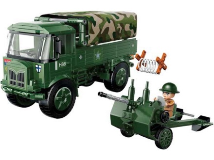 Конструктор пластм. Qman "Грузовик с пушкой" 442 дет. (упаковка не русифицирована)