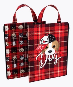 Сумка для внешкольных занятий. Тканевая. А4, молния сбоку, ручки тесьма "Cute Dog" вертикальная