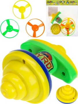 Запускалка-диск 7*6см, 2*AG3 в компл., 3 диска, волчок, цвет микс, в пакете