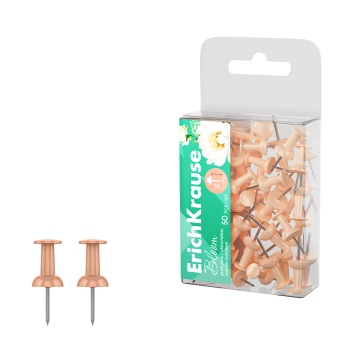 Кнопки силовые ErichKrause Цветущая нежность, персиковый (в ПЭТ-боксе по 50 шт.)