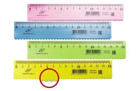 Линейка 15 см, непрозрачная, с волнистым краем, ассорти