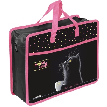 Папка А4 (335*260*100) с ручками, молния, пластик" MooreCafe",с карманом