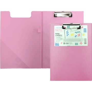 Клипборд А4, Pastel розовый, пластик 2 мм*