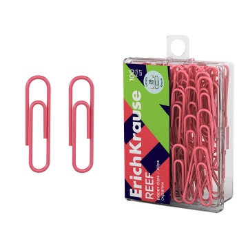Скрепки металлические с виниловым покрытием ErichKrause Reef, 28мм, коралловый (в пластиковой коробк