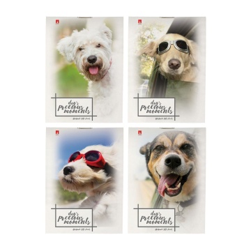 Блокнот А7. 40 л. Скоба, клетка, ламинир.картон. "Щеночки" Ассорти 4 вида