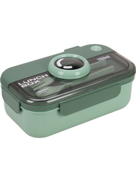 Ланч-бокс 2 отд.,1100мл  зеленый с двумя отделениями и приборами