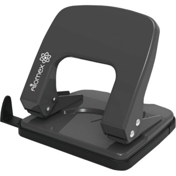 Дырокол ATTOMEX 25 лист, металл, черный, линейка