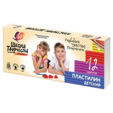 Пластилин "Школа творчества". 12 цв. Стек