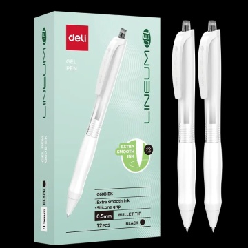Ручка гелевая  Deli автомат черная, 0,5мм, силик.грип