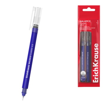 Набор из 3 ручек-роллеров ErichKrause Balance Stick Classic 0.5, цвет чернил синий (в пакете)