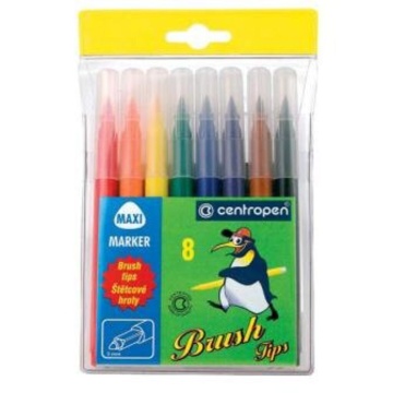Фломастеры кистевидные 8цв "Centropen brush tips", смываемые, кисточка 5 мм