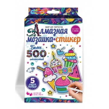 Мозаика алмазная-стикер 5 дизайнов "Пироженки"