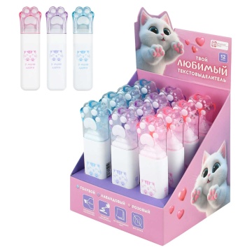 Текстовыделитель "Феникс+. Пушистые лапки" голубой, розовый, сиреневый