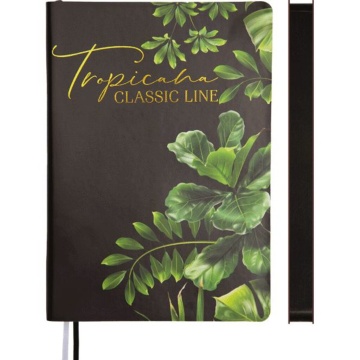 Ежедневник недат. А5 deVENTE Tropicana 320стр., черный с рисунком, тв.обл.,кожзам.,бумага 70г/м