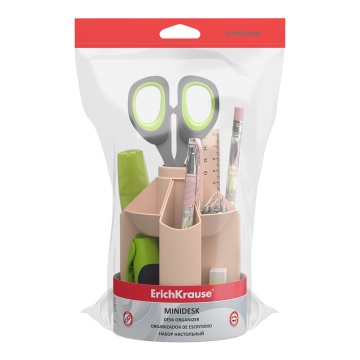 Набор настольный вращающийся пластиковый ErichKrause Mini Desk, Powder, розовый