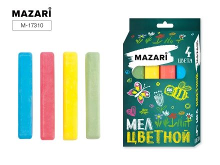 Мел цветной, 4 цвета, картонная коробка