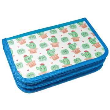 Пенал 2 отд. с 1-ой откид.пл. (190*120*50) молния, лам.картон "Кактусы"