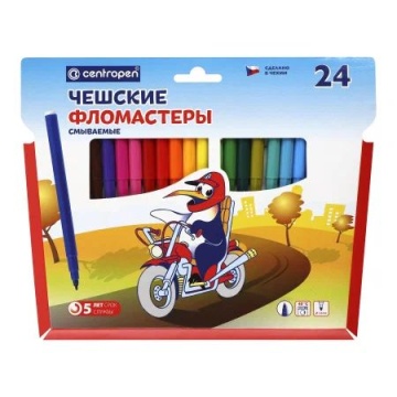 Фломастеры 24цв "Centropen. Пингвины", мягк.блистер европодвес