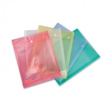 Конверт на кнопке А4 0,18мм однотонный, вертикальный с расширением, ассорти