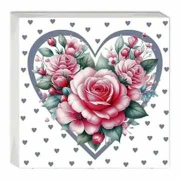 Салфетка Bouquet Home Collection Classic "Серебряное сердце с розами" 33*33см, 20шт., 3-х слойная