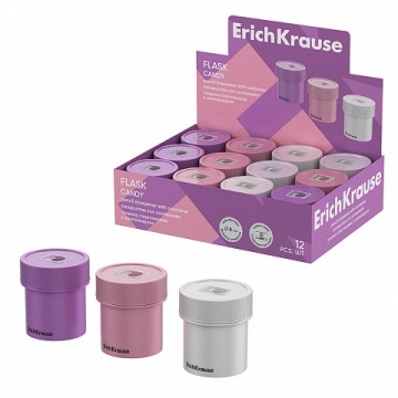 Точилка пласт. с контейнером 1 отв. Flask Candy, ассорти