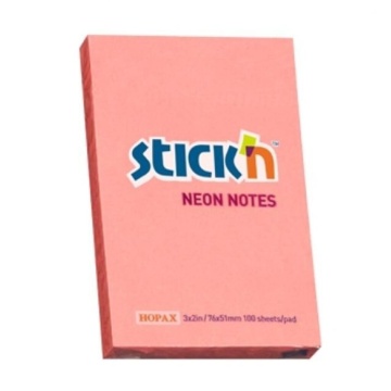 Бумага с липким краем (51*76мм) 100л, розовый, НЕОН