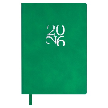 Ежедневник дат. 2026г А6 120л., кожзам, мягк.пер. "Бейбискин зеленый" тисн.фольгой, ляссе
