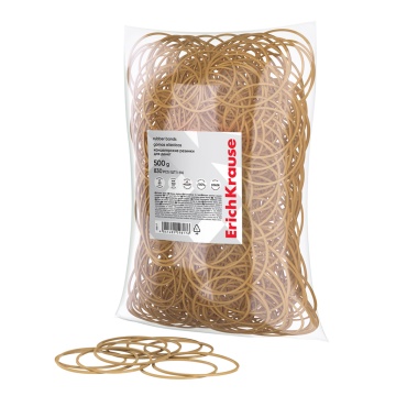 Канцелярские резинки для денег ErichKrause диаметр 60 мм/длина 100 мм, натур.цвет (в пакете по 500г.