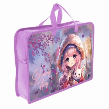 Папка для тетрадей. А4. На молнии. С ручками. "АНИМЕ С ЗАЙКОЙ"