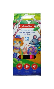 Карандаши цветные дерев., 12 цв., европодвес КЦ12