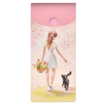 Пенал-косметичка (200*90) кнопка, кожзам. "Романтические девушки"