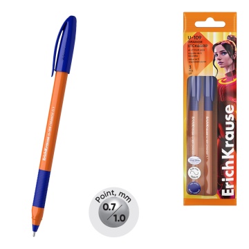 Набор из 3 ручек шариковых ErichKrause U-109 Stick&Grip Orange 0.7, Ultra Glide Technology, цвет чер