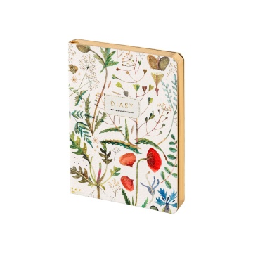 Ежедневник недат. А6 128л., кожзам, мягк.пер. "Flora. Луговые травы" ляссе