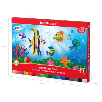 Пластилин классический ArtBerry 18 цветов со стеком, 324 г (в коробке 18 шт)