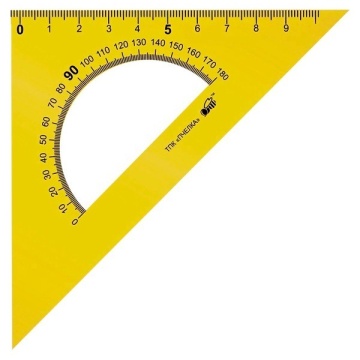 Треугольник пластик 45*10см с транспортиром ассорти ПЧЕЛКА ТТ-10