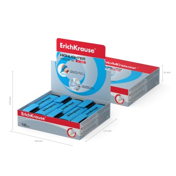 Текстмаркер ErichKrause Visioline V-20 Neon, цвет чернил голубой (в коробке-дисплее по 10 шт.)