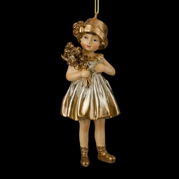 Украшение ErichKrause Decor Девочка с цветами золотая 11см