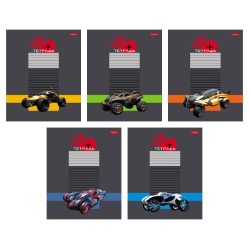 Тетрадь А5 12л кл. Hatber "Багги" 5 диз.в блоке, белизна 100%