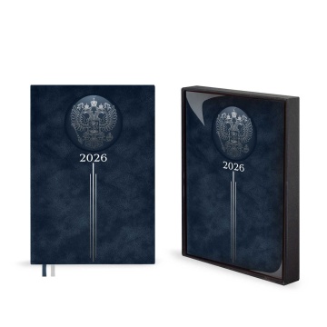 Ежедневник дат. 2026г А5 176л., кожзам, тв.пер. "Тиволи синий" тисн.фольгой, ляссе