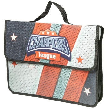 Папка А4 (330*240*90) с ручками, липучка, пластик "Лига чемпионов"
