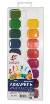 Краски акварельные 18цв. Классика, медовые, п\упак, б\к