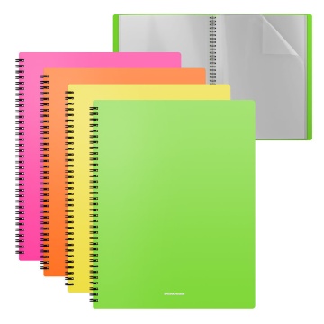 Папка файловая пластиковая на спирали ErichKrause текстура Песок Неон, с 40 прозрачными карманами, A