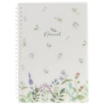 Тетрадь А5 пластик, эластичн.гребень, 80л. "Natural flowers" тисн.фольгой