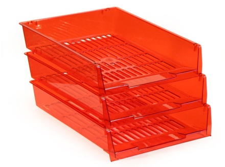 Лоток д\бумаг гориз. Престиж прозрачно-красный