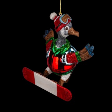 Украшение ErichKrause Decor Птица на сноуборде 11см, стекло