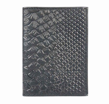 Визитница кожа на  18 визиток, черная, тиснение "Питон"